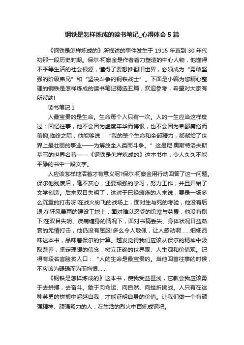 钢铁是怎样炼成的读书笔记_心得体会5篇