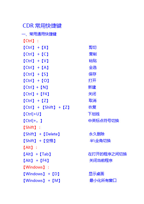 CDR快捷键大全