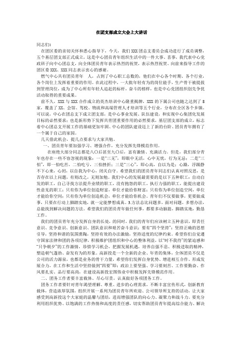 在团支部成立大会上的讲话