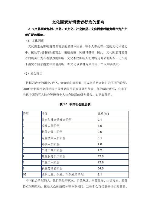 文化因素对消费者的影响