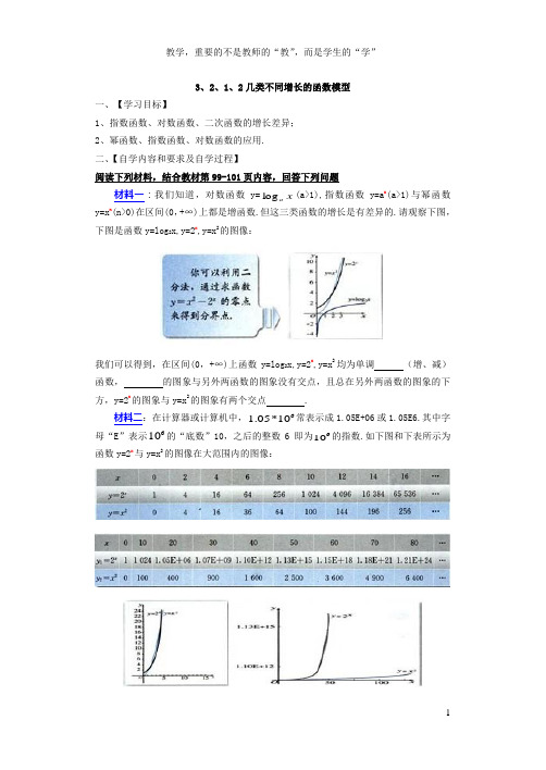 3、2、1、2几类不同增长的函数模型