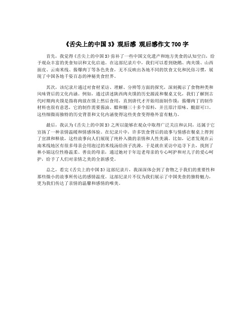 《舌尖上的中国3》观后感 观后感作文700字