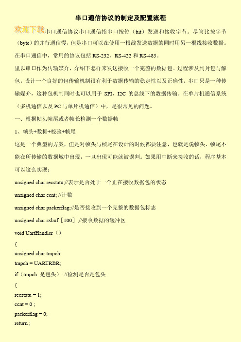 串口通信协议的制定及配置流程