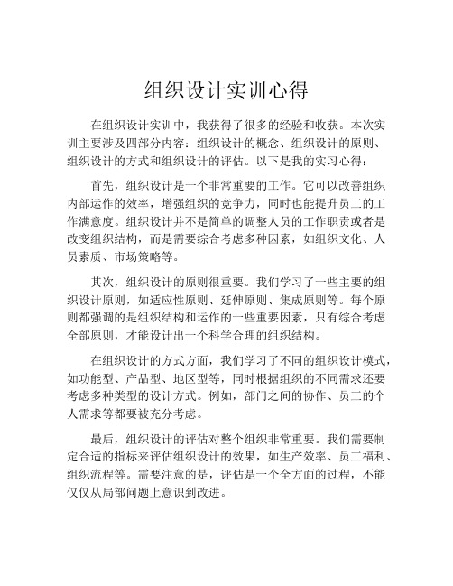 组织设计实训心得