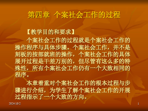 个案社会工作第四章  个案社会工作的过程