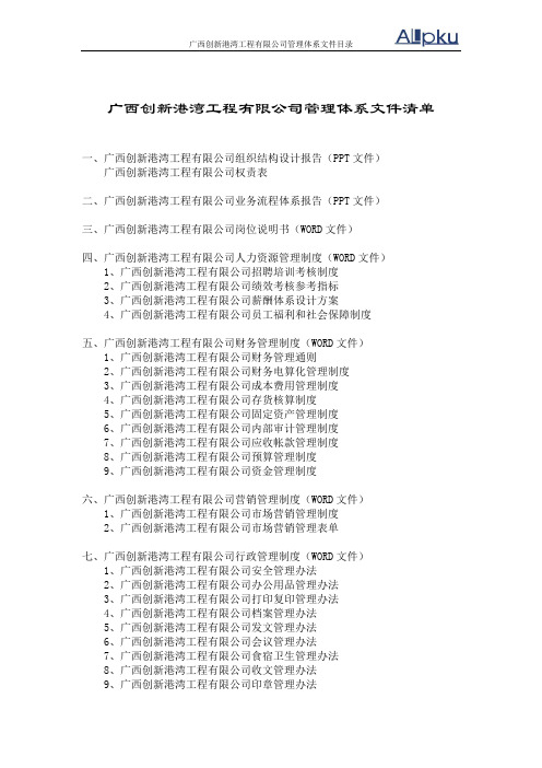 广西创新港湾工程有限公司管理体系文件清单.doc