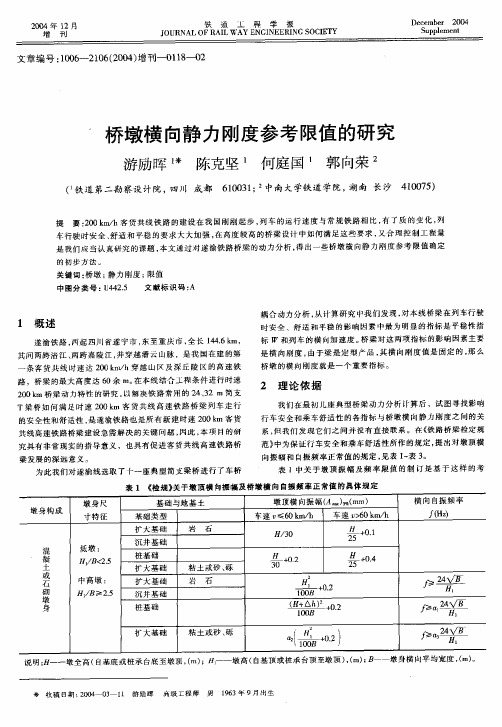 桥墩横向静力刚度参考限值的研究