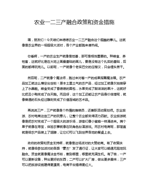 农业一二三产融合政策和资金措施