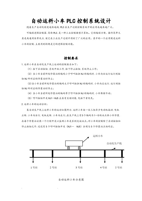 自动运料小车PLC控制系统设计说明书