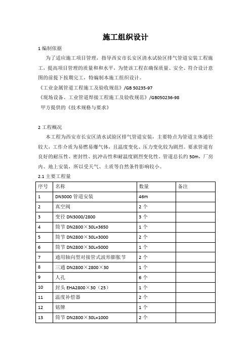 排气管道施工方案及材料计划