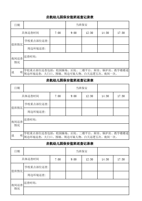 保安值班巡查记录