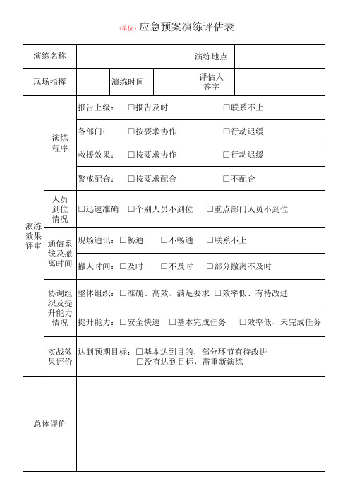 应急演练评估表