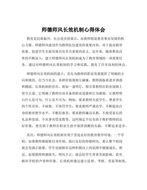 师德师风长效机制心得体会