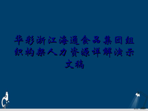 华彩浙江海通食品集团组织构架人力资源详解演示文稿