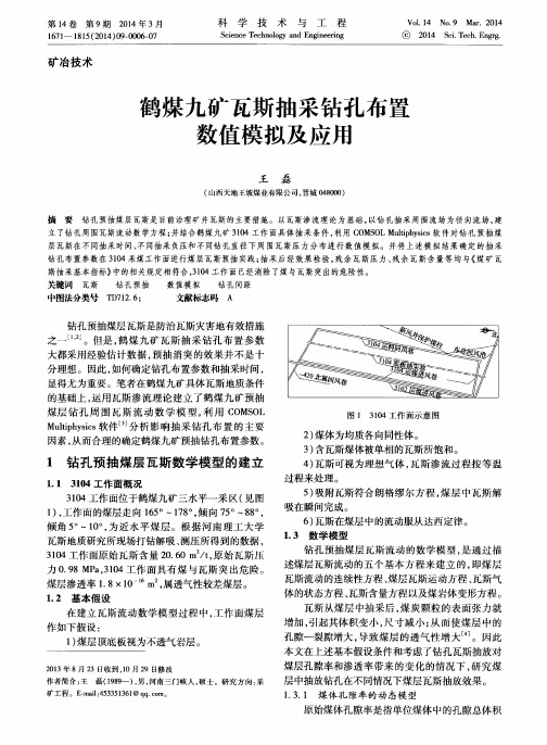 鹤煤九矿瓦斯抽采钻孔布置数值模拟及应用