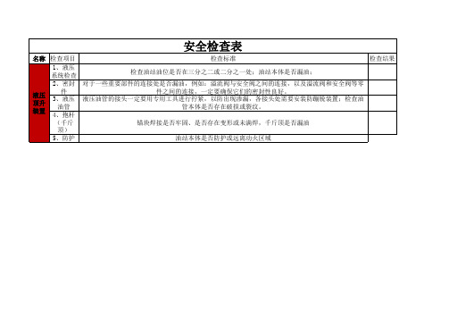 机械设备(液压顶升装置)安全日常检查表