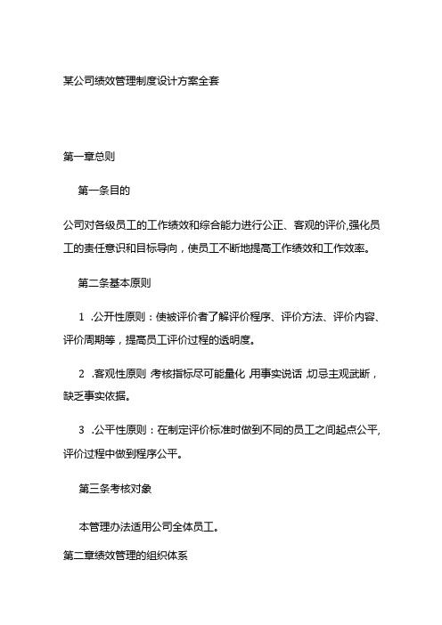 某公司绩效管理制度设计方案全套