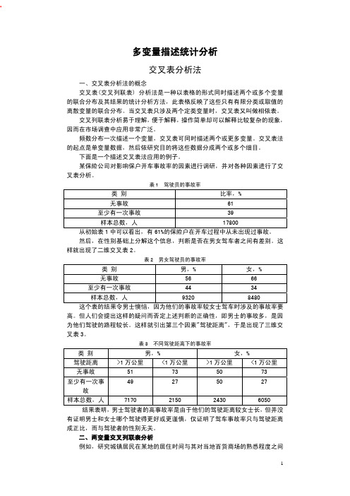 多变量描述统计分析——交叉表分析法