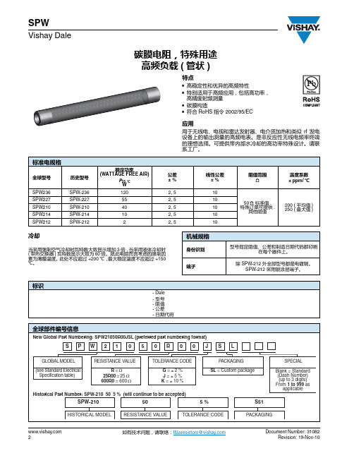 VISHAY 碳膜电阻 说明书