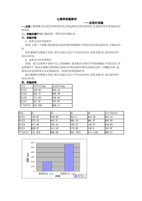 心理学实验报告--反应时实验