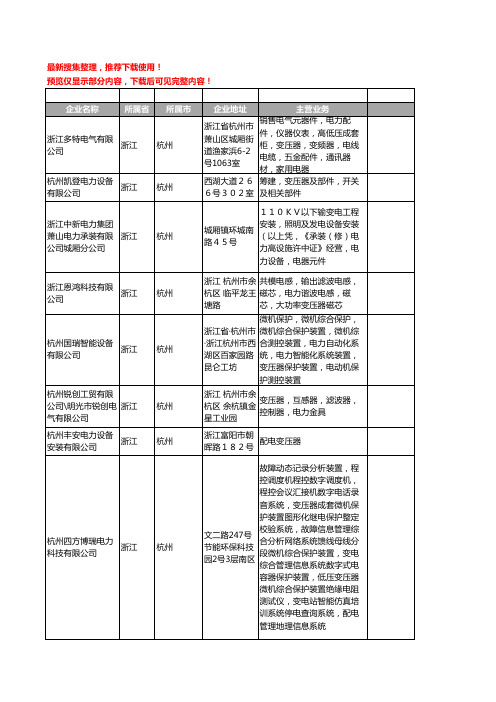 新版浙江省杭州电力变压器工商企业公司商家名录名单联系方式大全49家