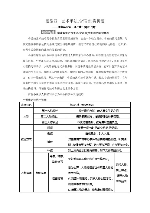 第二节 小说阅读 专题三  题型四 艺术手法(含语言)赏析题