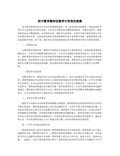 初中数学教师在教学中的角色转换