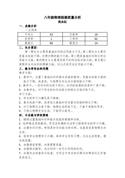 八年级物理质量分析