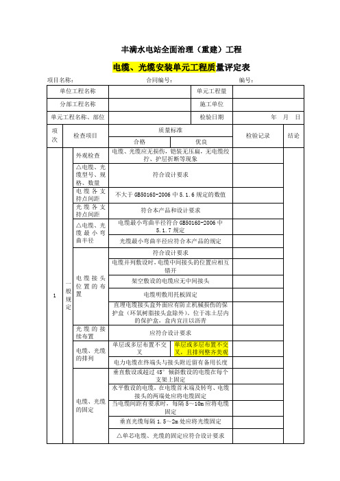 07 低压电缆安装单元工程质量评定表DLT 4113.5 2012