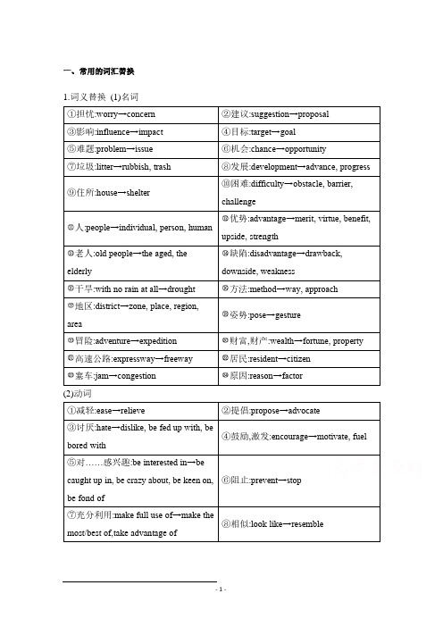 上海高考英语：概要写作 替换词及句式模板