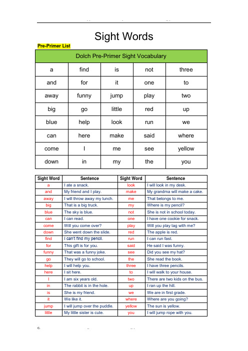 sightwords(汇总篇)