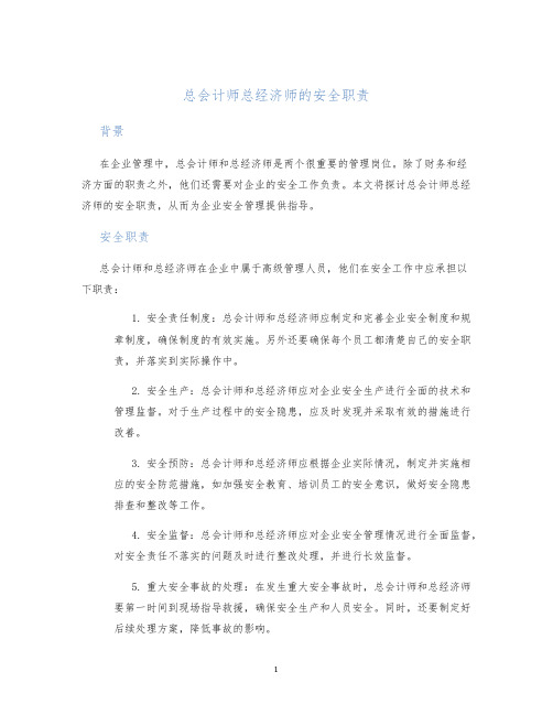 总会计师总经济师的安全职责