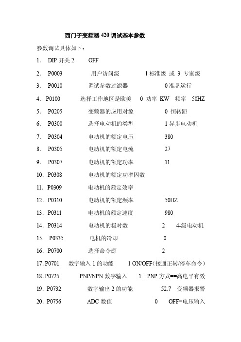 （西门子变频器调试基本参数）（1）