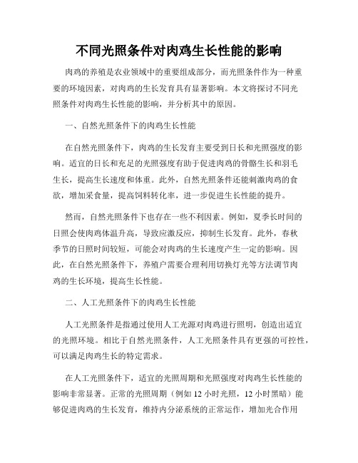 不同光照条件对肉鸡生长性能的影响