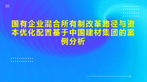 国有企业混合所有制改革路径与资本优化配置基于中国建材集团的案例分析