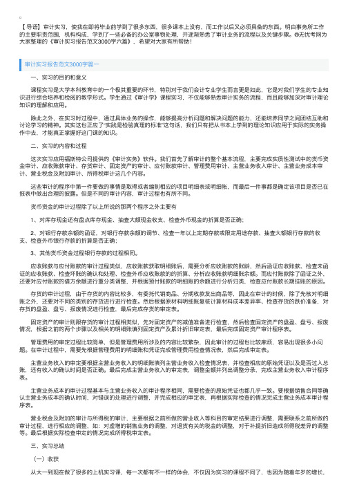 审计实习报告范文3000字六篇