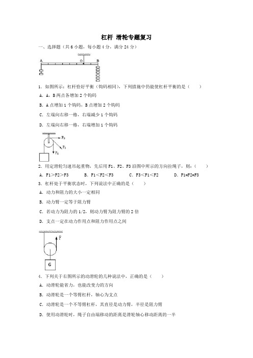 杠杆 滑轮 练习(答案)