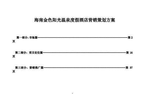 海南XX度假酒店公寓营销策划方案