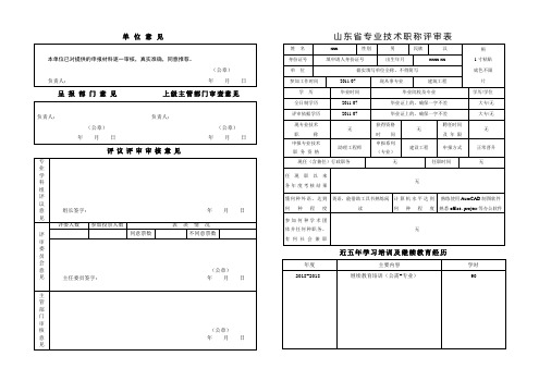 2018山东专业技术职称表样板