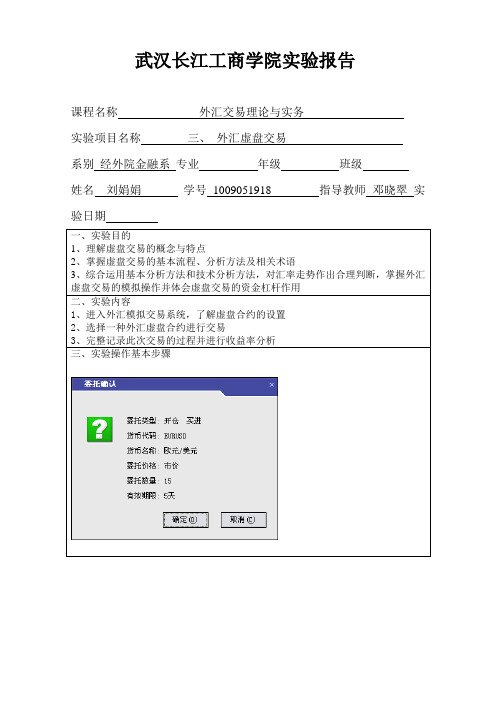 (完整word版)外汇实验报告三外汇虚盘交易
