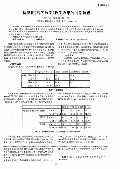 情境化《高等数学》教学效果的问卷调查