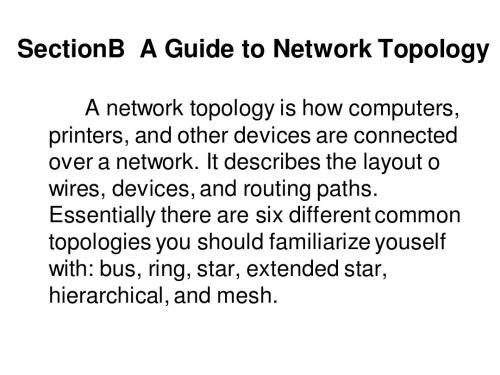 计算机英语课件Unit 8 Computer Network section B A Guide to Network Topology