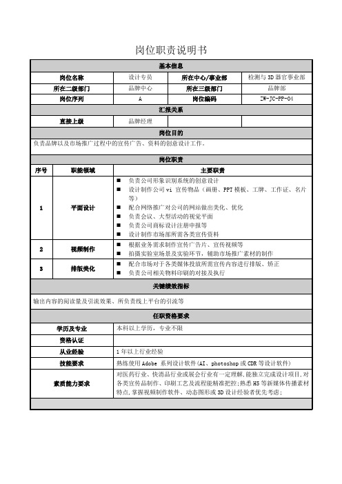 4.岗位职责说明书—设计专员