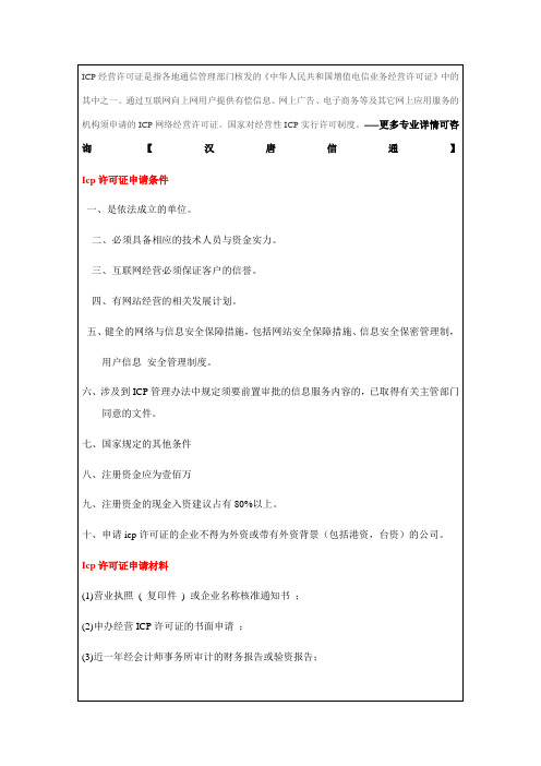 互联网ICP许可证材料