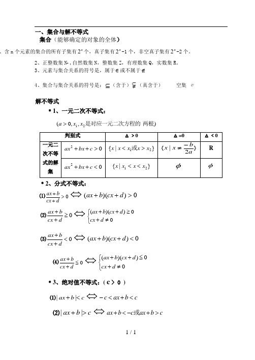 职高数学常用公式