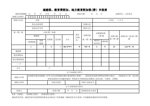 城建税、教育费附加申报表