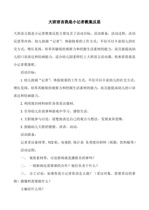 大班语言我是小记者教案反思