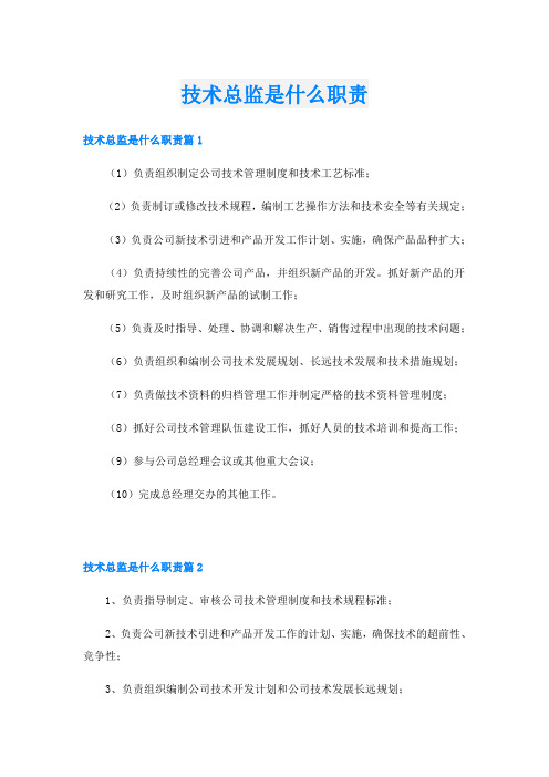 技术总监是什么职责