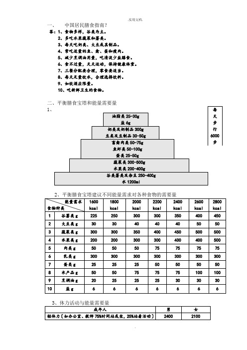 公共营养师三级技能_复习资料