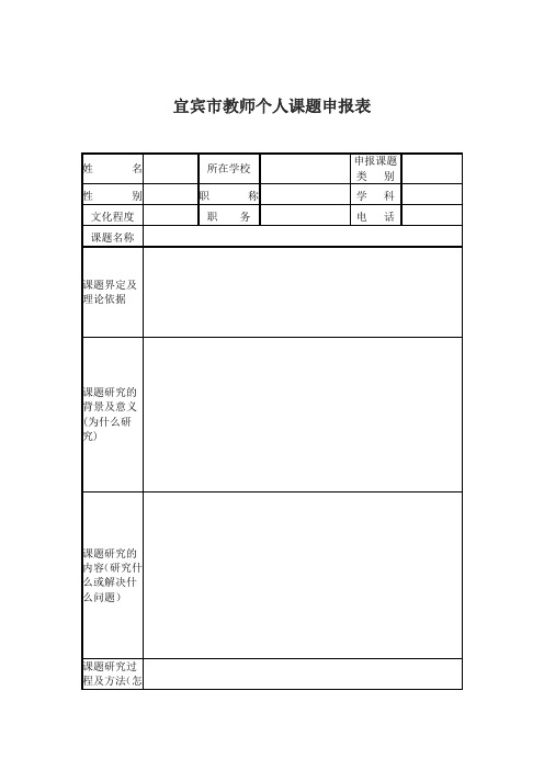 宜宾市教师个人课题申报表